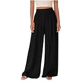 HGps8w Wide Leg Linen Pants for Women Versatile Elastic...