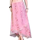 Mandonce Flowy Skirt Floral Print Pink Maxi Skirts for...