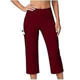 Womens Cargo Capris Leggings with Pockets Skinny Casual...