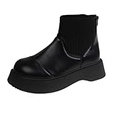 Silanway Women's Fashion Platform Ankle Boots Ribbed...