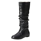 FUHUBB Women's Soft Slouchy Mid-Calf Boots Flat Low...