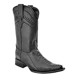 Men’s White Diamond Cowboy Boots Black Ostrich Foot...