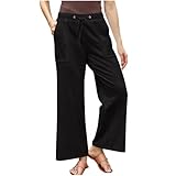 fartey Women Linen Pants Casual High Waist Drawstring...