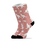 Kangaroo Leaf Pink Print Crew Socks for Women Men...