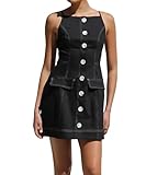 TACSTRUN Women's Sleeveless Denim Mini Dress Button...