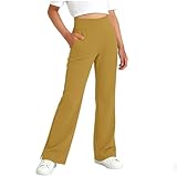 Girls Straight Leg Yoga Flare Pants High Waisted...
