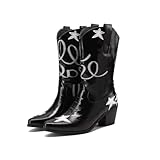 Kekonaca Women Cowboy Mid Calf Stars Boots Ladies...