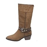 Brown for Women Wide-Tube Boots Fashionable Casual...
