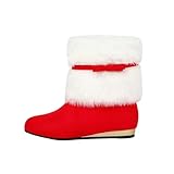 Red Women Winter Warm Short Boots Flat Bottomed Cute...