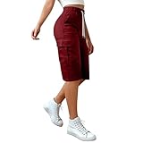 Plus Size Bermuda Cargo Shorts for Women with Pockets...