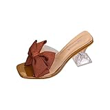 Ctreela Women's Crystal Clear Kitten Heel Mules Summer...