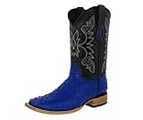 Texas Legacy Mens Blue Cowboy Boots Ostrich Quill Print...