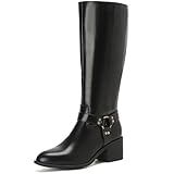 Putu Women's Riding Boots Block Heel Knee High Boots...