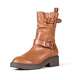 Amazon Essentials Women's Mid Calf Cropped Biker Boot,...