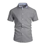 Men's Linen Shirts Short Sleeve Casual Button Down...