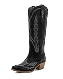 Women’s Wide Calf Black Cowgirl Boots – Plus Size...