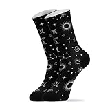 Stars Black Print Crew Socks for Women Men Hiking...