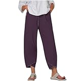 fartey Casual Pants for Women Summer Beach Cotton Linen...