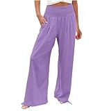 Women Summer High Waisted Cotton Linen Palazzo Pants...