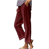 fartey Linen Pants for Women Straight Leg Summer Boho...