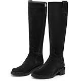 KaroNairy Black Knee High Boots Women Faux Suede Long...