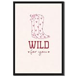 Framed Cowboy Boots with Hearts Poster Canvas Print Art...