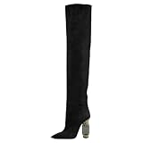 FSJ Women Over The Knee Boots Thigh High Crystal Chunky...