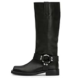 FIFSY Women's Knee High Boots Square Toe Riding Boots...
