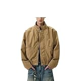 Men Pilot Jacket Stand Collar Barn Loose Outerwear...
