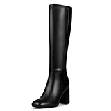 HEIFIN Black Knee High Boots for Women Faux Leather...