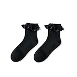 Anenog 10Pairs Ruffle Socks Women Mid-tube Solid Lace...
