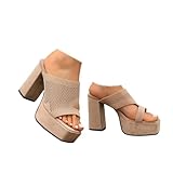 Women's Knitted Platform Chunky Heel Casual Sandals...
