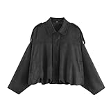 Xunger Women's Faux Suede Bomber Jacket Spring Lapel...