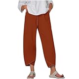 fartey Casual Pants for Women Summer Beach Cotton Linen...