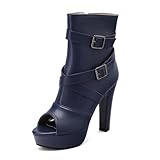BLXQPYT Women's Peep Toe Platform Ankle Boots High Heel...