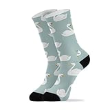 Swans Blue Print Crew Socks for Women Men Winter Warm...