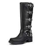 Athlefit Women's Knee High Riding Boots Fashion Buckle...