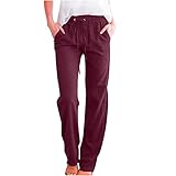 fartey Women Linen Pants Straight Leg Flowy Palazzo...