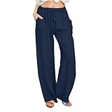 bawilom Cotton Linen Pants Women Wide Leg Drawstring...