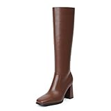 Modatope Brown Knee High Boots for Women Chunky Heel...
