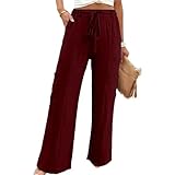 Women's Palazzo Pants Casual Drawstring High Waist Wide...