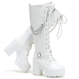 SeiteHuud Women Fashion Platform Knee High Boots Block...