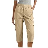 Pbawab Women Capris Cargo Pants Summer Hiking Pants...