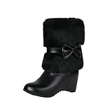 Black Ladies Short Tube Boots for Women Winter...