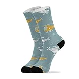 Helicopters Stars Blue Pattern Crew Socks for Women Men...