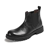 FIAVOM Men's Boots Genuine Leather Chelsea Boots Easy...