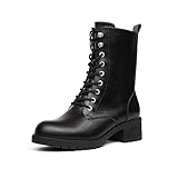 DREAM PAIRS Black Lace-up Combat Boots Mid-calf...