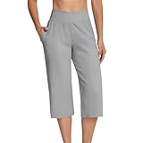 bawilom Capri Pants for Women with Pockets High Waist...