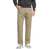 Mens Stretch Twill Casual Pants Straight Leg Wrinkle...