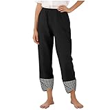 Women's Cropped Pants Fashionable Casual Elastic Waist...